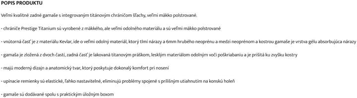 Chrániče PRESTIGE zadné T-TEC